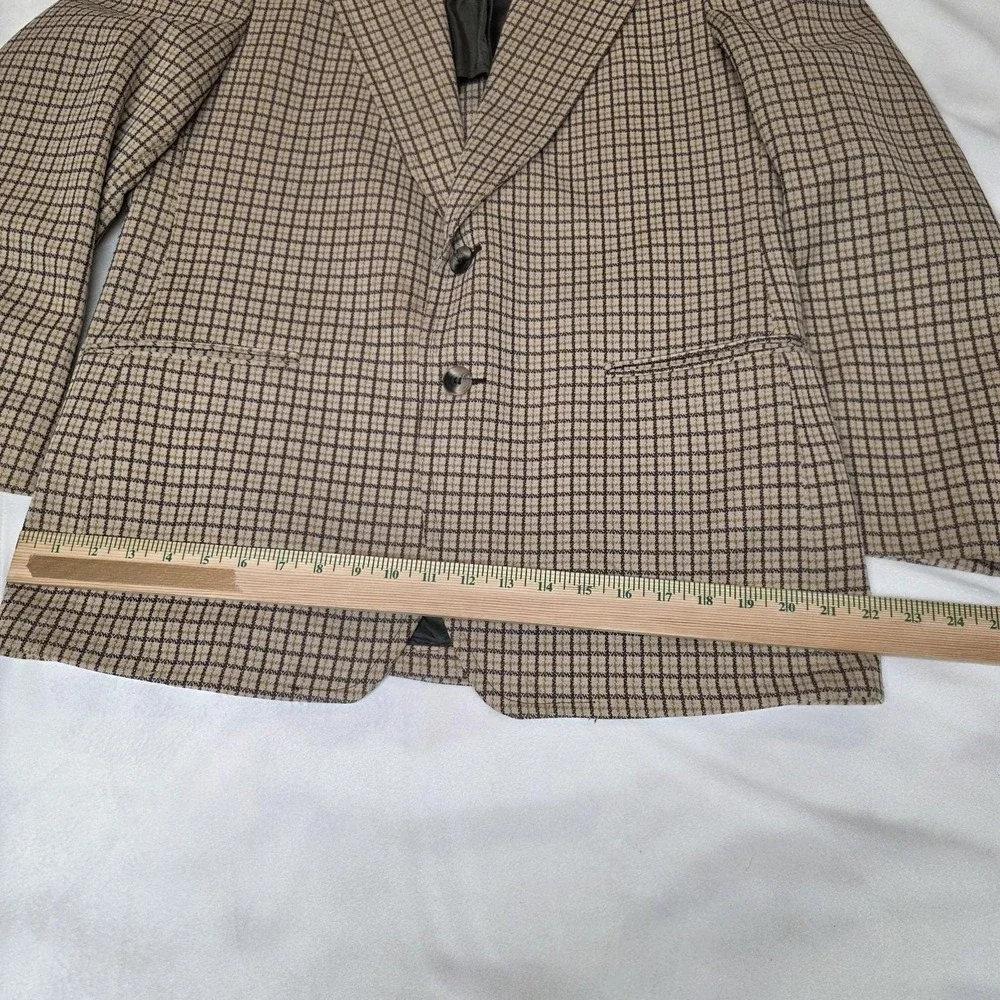 Vintage Sears Blazer Mens 38 Brown Beige Plaid Sport Coat 70s Sherlock‎ Grandpa
